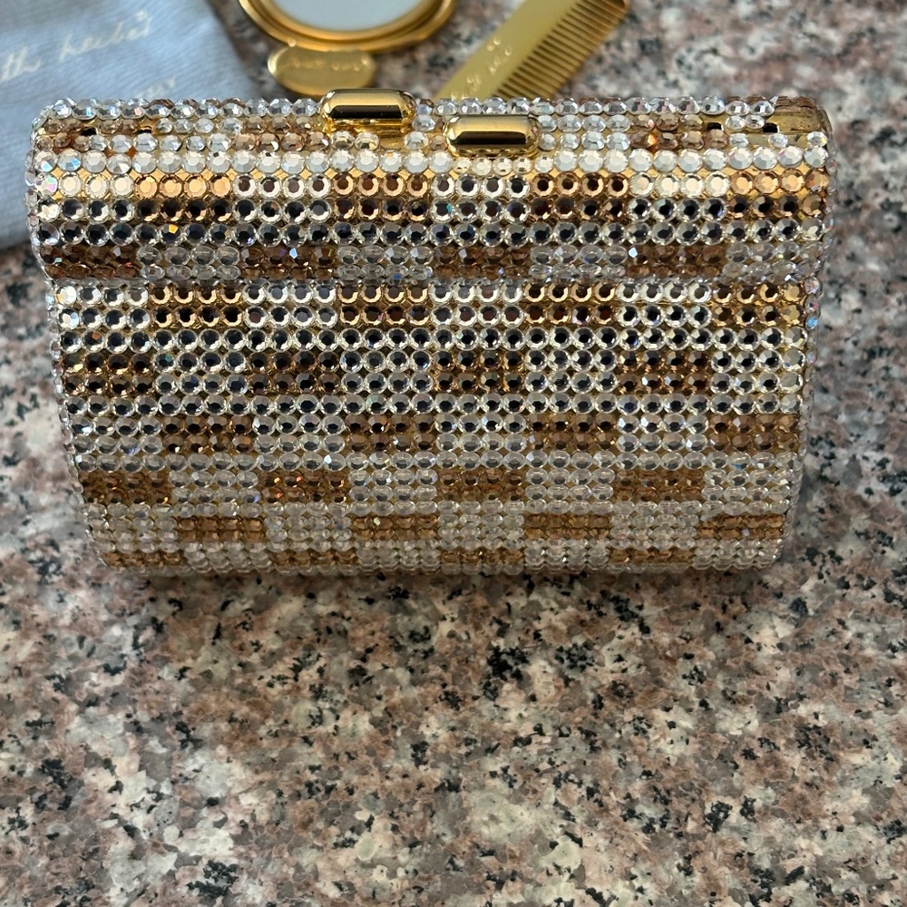 Vintage white and gold crystal mini clutch